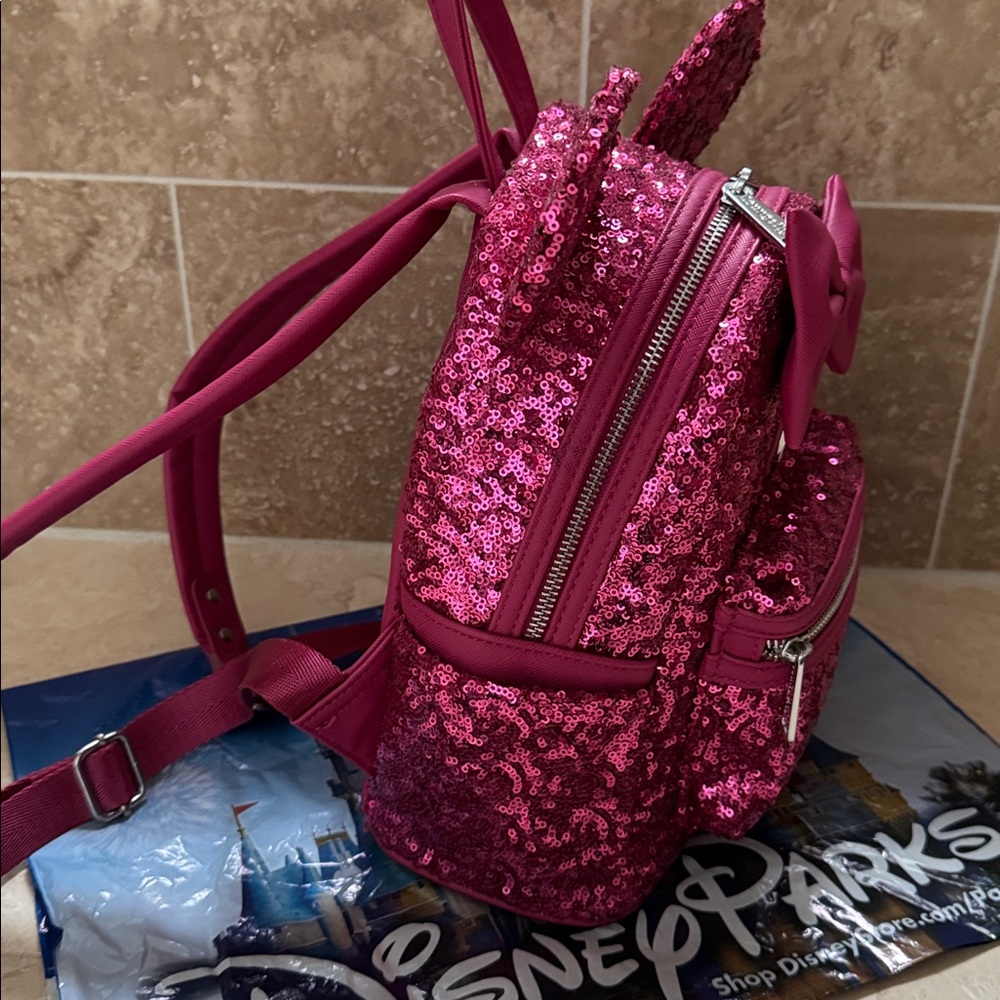 Disney Parks Loungefly Backpack Orchid Sequin - Picture 3 of 7